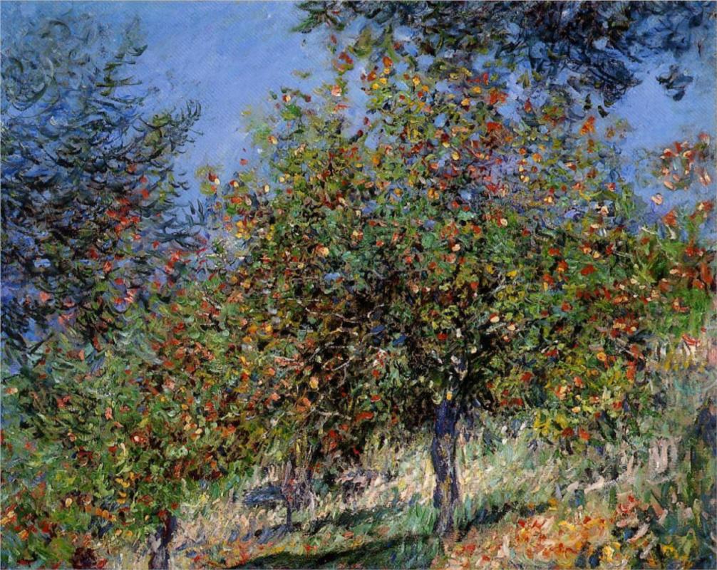 Apple Trees on the Chantemesle Hill - Claude Monet Paintings